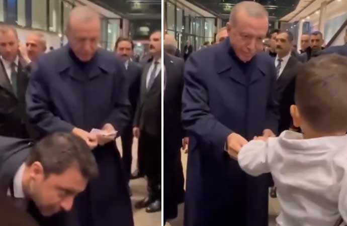 Erdoğan gurbetçi çocuğa harçlık verdi: TL olarak büyük, Euro olarak küçük