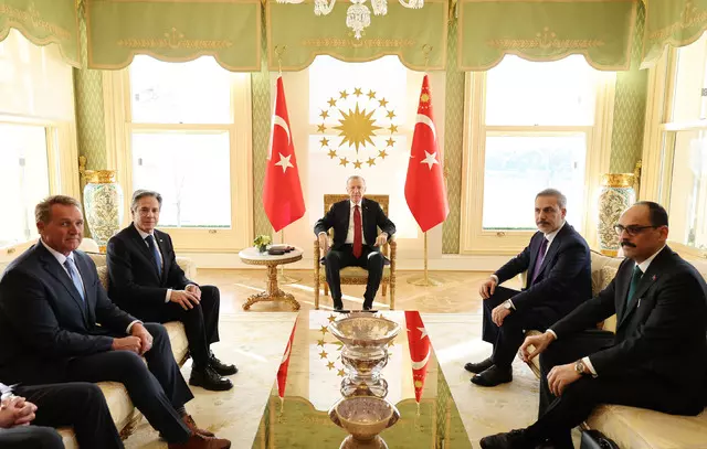 Erdoğan, ABD Dışişleri Bakanı Antony Blinken'i Vahdettin Köşkü'nde kabul etti