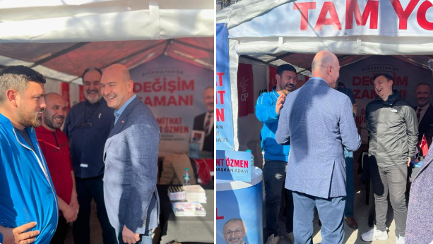 Süleyman Soylu CHP’nin seçim standına giderek oy istedi