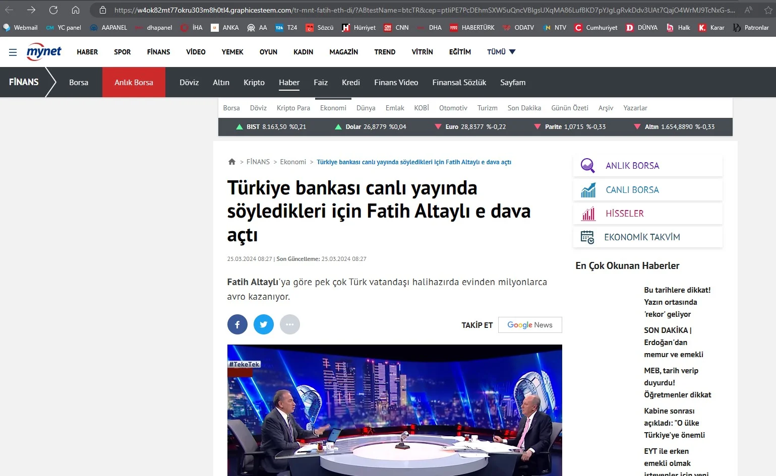 Dolandırıcılar bu kez Mynet sitesini taklit etti! Fatih Altaylı ile Muharrem İnce üzerinden düzmece diyalog kurdular