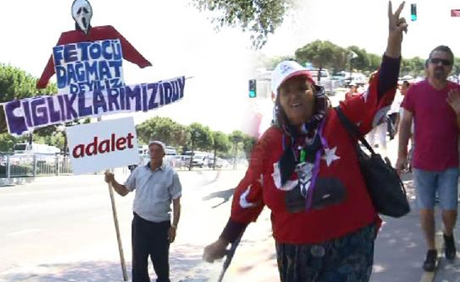 Yürüyüşçüler miting alanına yürümeye başladı
