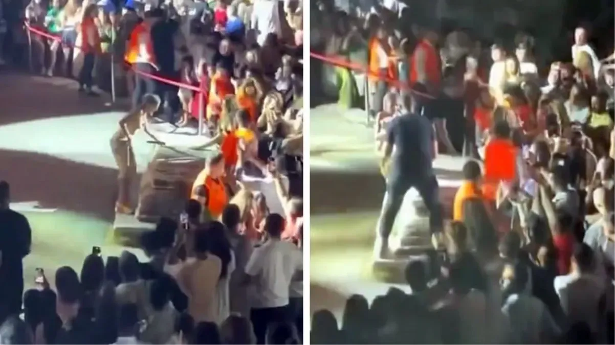Tarihi yapıya çıkmaya çalışan Yıldız Tilbe'yi güvenlik engelledi