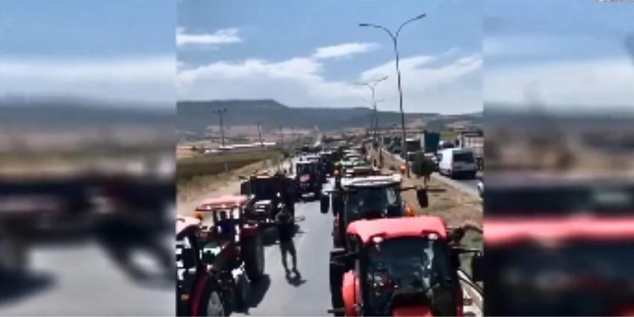 AKP'nin kalesinde isyan konvoyu! Traktörlerle yolu trafiğe kapattılar