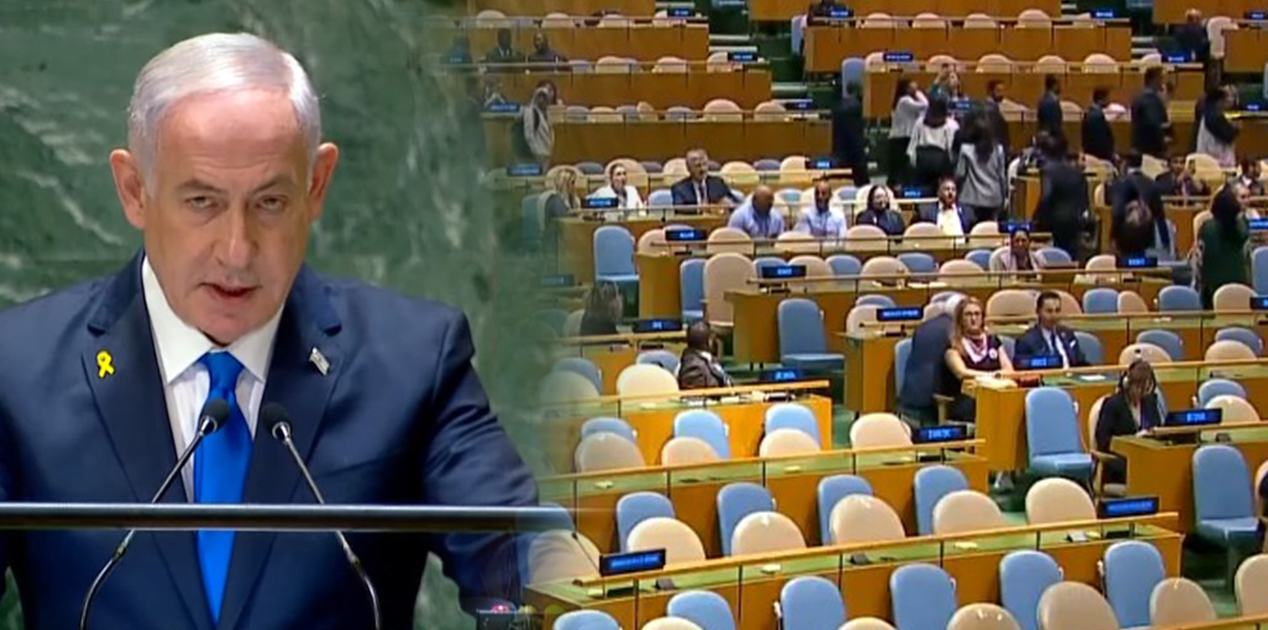 Netenyahu kürsüye gelirken Türk heyeti salonu terk etti! BM Genel Kurulu'nda tansiyon yükseldi