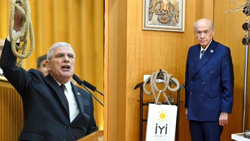 Devlet Bahçeli, Müsavat Dervişoğlu'nun kürsüden attığı idam ipini makam odasına astı! Urganda dikkat çeken ayrıntı