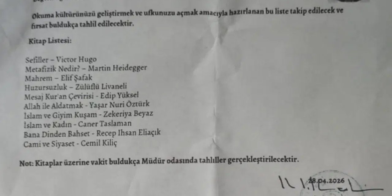 İmam Hatip Ortaokulu'nda 'kitap listesi' hedefte: Okul Müdürü açığa alındı