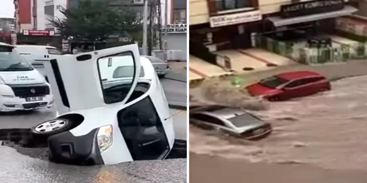 Ankara'da şiddetli yağış etkili oldu: Sulara kapılan araçlar sürüklendi