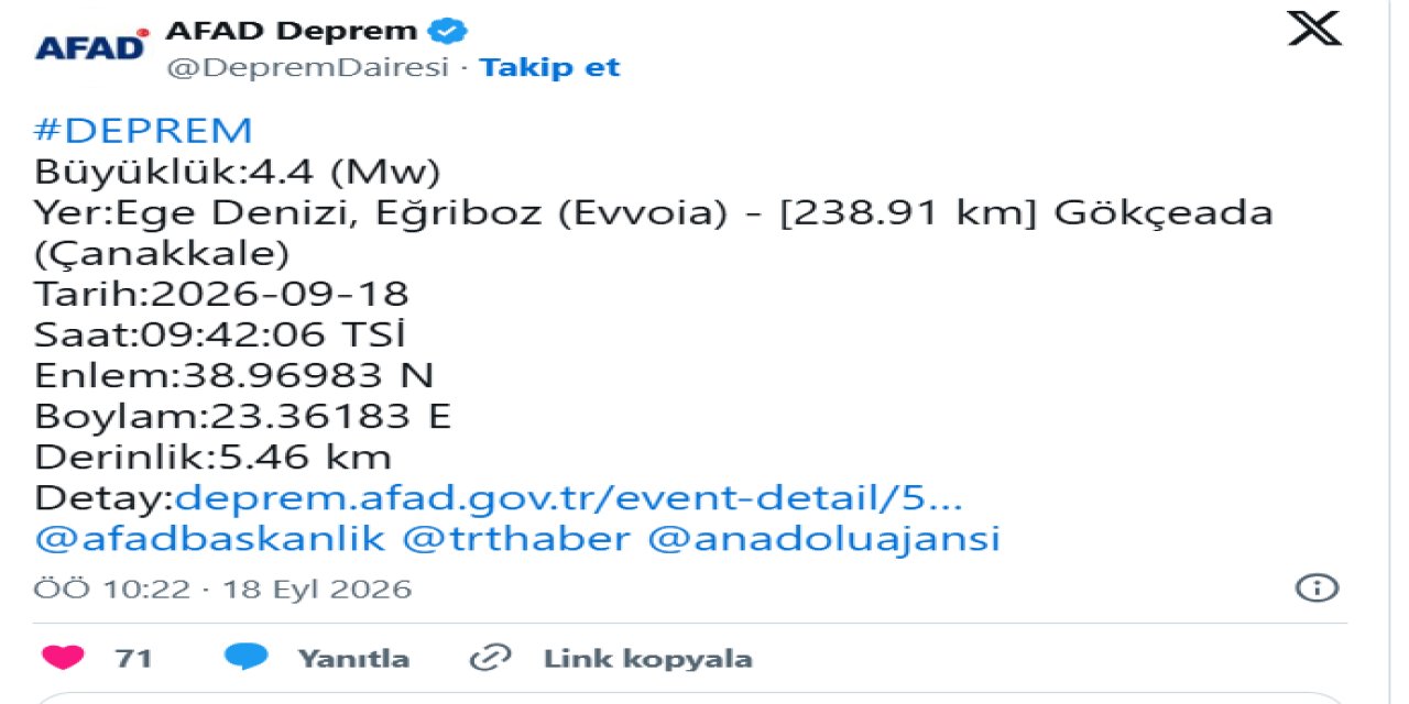 Çanakkale'de korkutan deprem