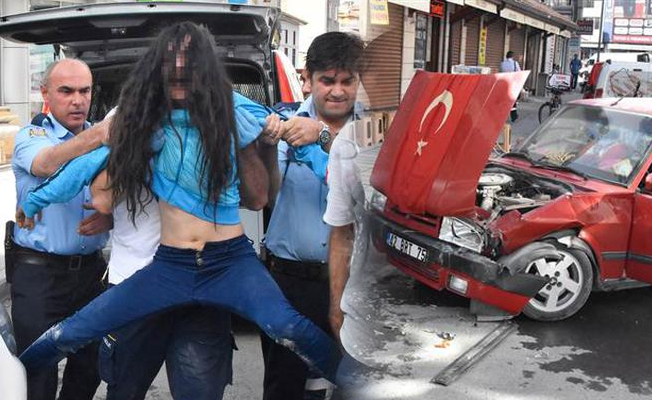 Genç kız 'drift' yaparken kaza yapınca aracını ateşe verdi!