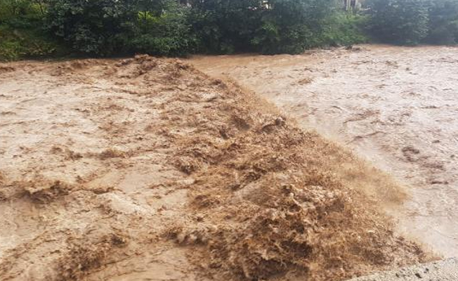 Rize'de sağanak yağmur derenin taşmasına sebep oldu!