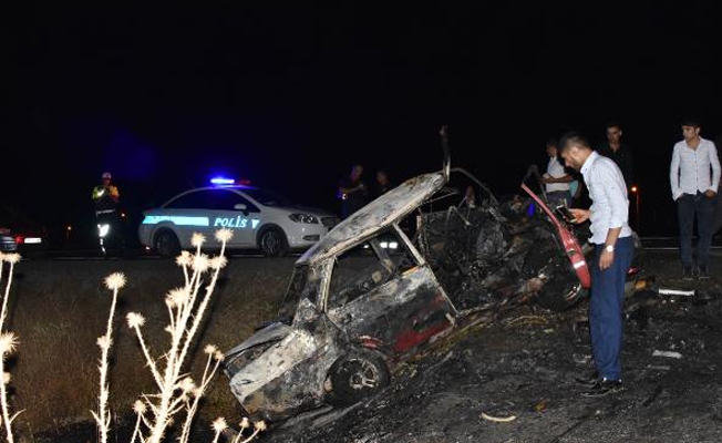 Takla atan otomobil yandı; 1 ölü, 5 yaralı