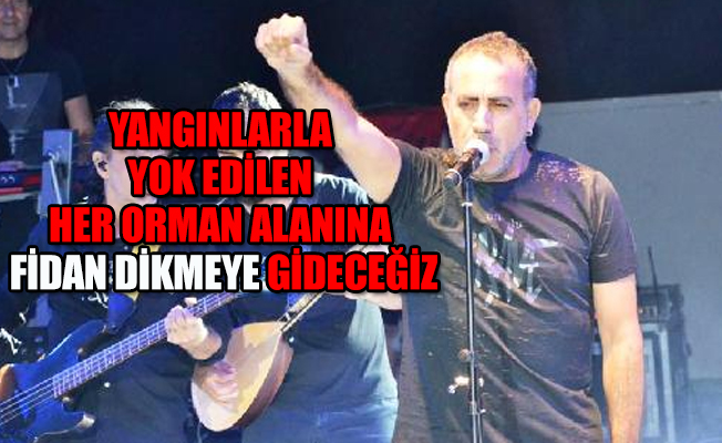 Haluk Levent, Ayvalık'ta yanan ormanların acısına ortak oldu