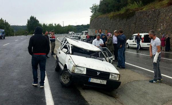 Ereğli'de otomobil takla attı: 3 yaralı