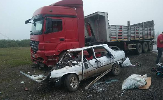 Ordu'da TIR ile otomobil çarpıştı: 4 yaralı