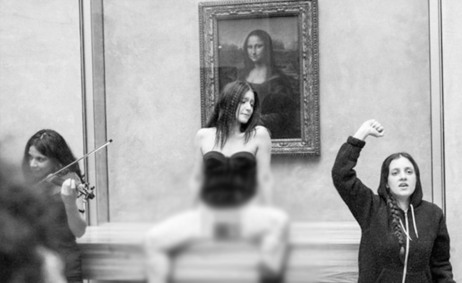Mona Lisa önünde nüdist gösteri