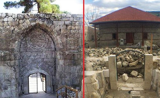 800 yıllık taş kapıyı harap ettiler!