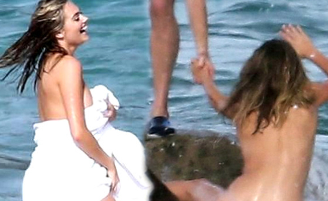 Kate Upton, çıplak poz vermeye çalışırken kayalıklardan düştü!