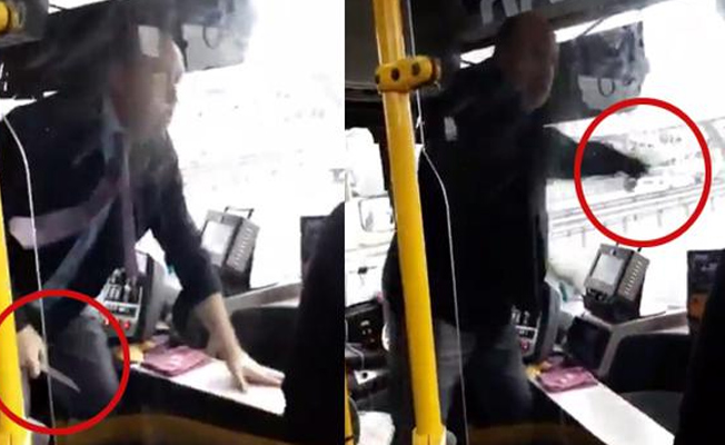 İETT otobüsünde dehşet anları! Şoför yolculara bıçak çekti
