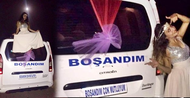 Boşanmayı aracını süsleyerek kutladı