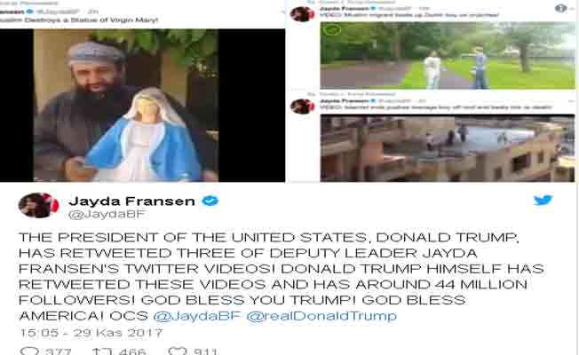 Trump, Twitter'dan Müslüman karşıtı videolar paylaştı