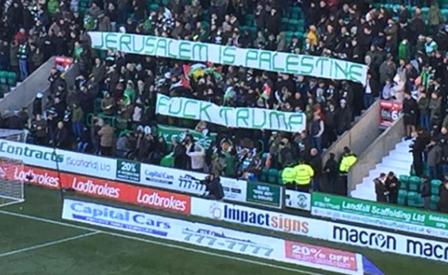 Celtic'li taraftarlar 'Kudüs Filistin'dir' pankartı açtı!
