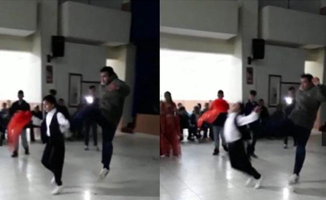 Düğünde oynayan çocuğun sırtına tekme!..
