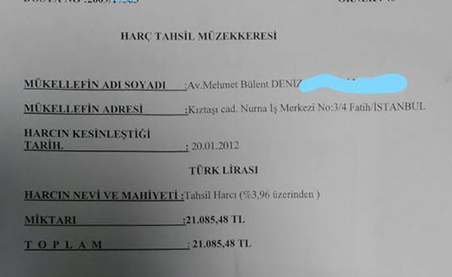 Müvekkilin ödemesi gereken harç nedeniyle avukata icra takibi