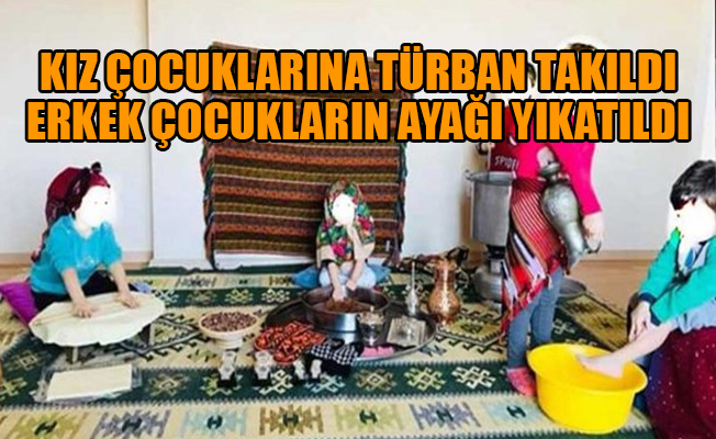 Anaokulunda skandal görüntüler... Küçük çocuklara türban takılıp...
