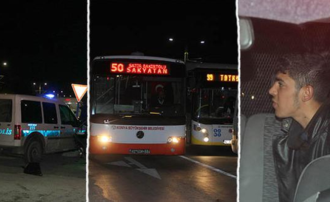 'Dur' intarına uymadı, şehri birbirine kattı: 4 otomobile çarptı