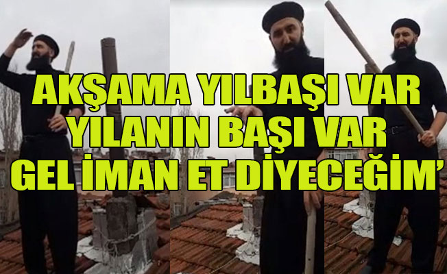 Elinde sopayla damda Noel baba bekledi!