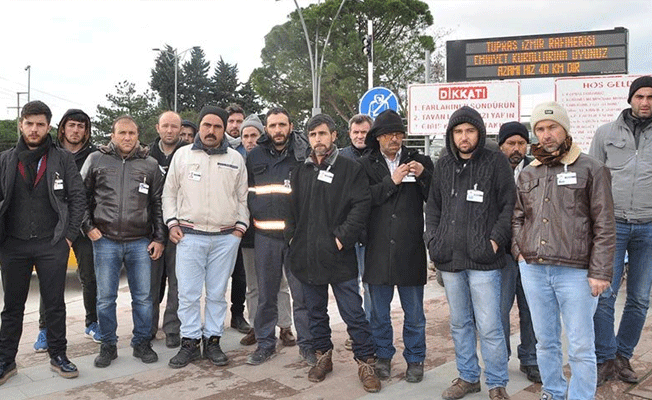 Maaşlarını alamadıklarını iddia eden TÜPRAŞ’ın taşeron işçileri eylem yaptı