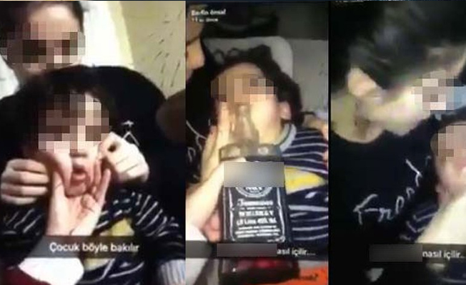 Sosyal medyada dehşet! Küçük çocuğa viski içirmeye çalıştılar