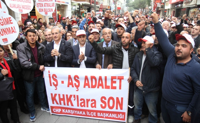 CHP'li vatandaşlar Karşıyaka'da KHK için yürüdü