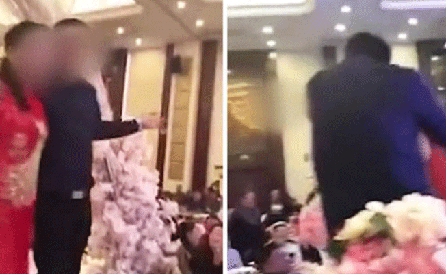 Bir garip düğün: Damadın babası düğünde gelini dudağından öptü
