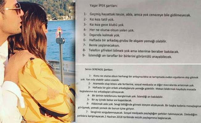 'Kaç kez sevişeceklerini de yazsınlar'