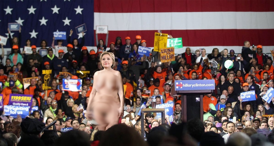 Hillary Clinton'ın çıplak heykelini diktiler