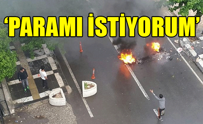 Parasını alamayan inşaat işçisi lastik yaktı