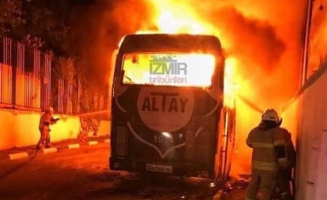 Altay Spor'un otobüsü alev alev yandı