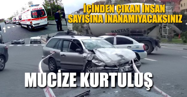 Kaza yapan otomobilden 10'u çocuk 13 kişi çıktı