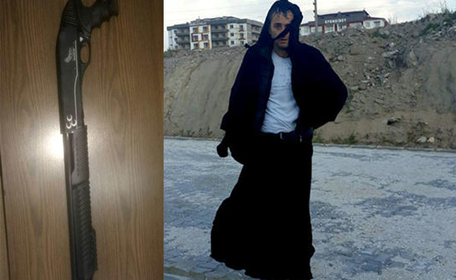 Pompalı tüfeği kara çarsafla sakladı... Yakalandı