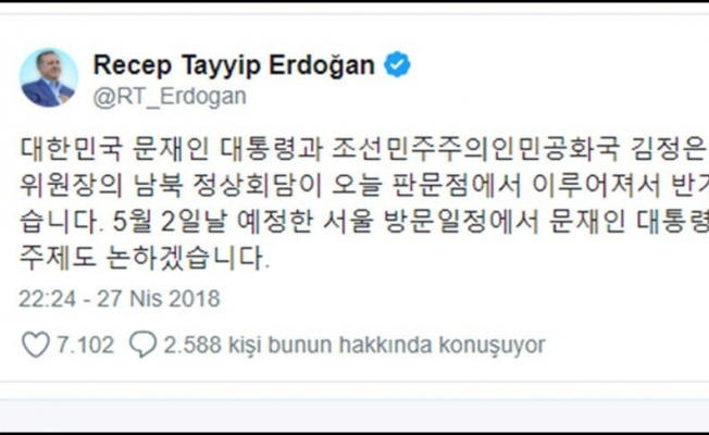 Cumhurbaşkanı Erdoğan’dan Korece tweet