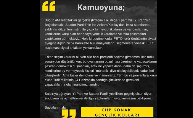 CHP Konak Gençlik'ten saldırılara tepki