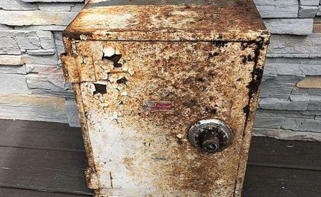 Bahçeyi düzenlerken toprağa gömülü kasa buldular