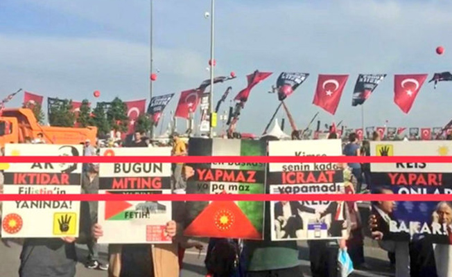 Kudüs mitinginde ilginç pankart