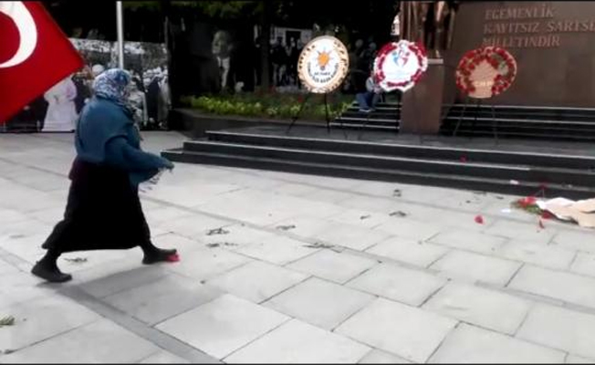Sosyal medya bu kadını konuşuyor... Çelenkleri devirmişti, gözaltı kararı çıktı!