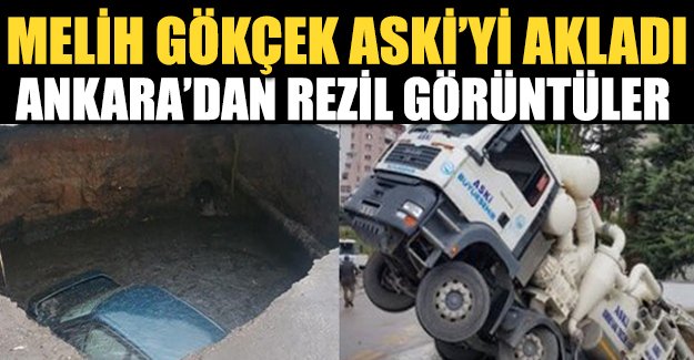 Yoldaki çukura önce otomobil sonra kamyon düştü