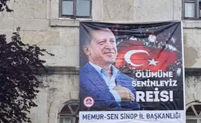 Öğretmenevine Erdoğan'a destek pankartı... 'Ölümüne Seninleyiz Reis'