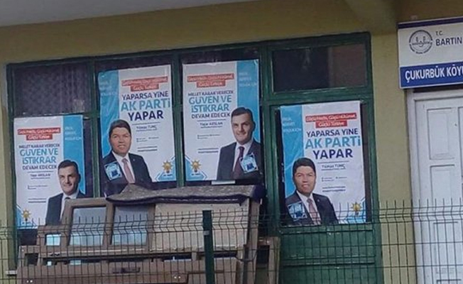 Müftülüğün Kuran kursuna AKP’nin seçim afişini astılar