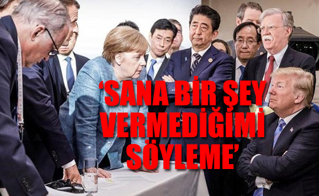 G7 zirvesinde skandal... Trump, Merkel'e şeker fırlatmış