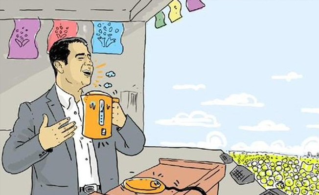 Demirtaş, elinde ketıl ile e-miting düzenledi!